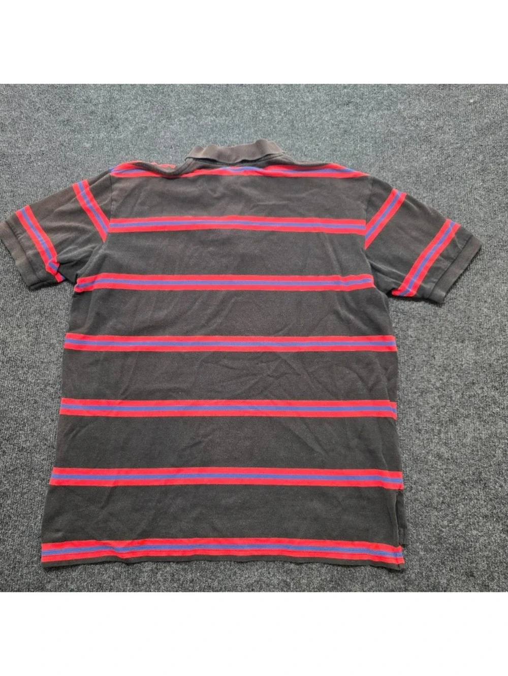 Vtg Polo Ralph Lauren Striped Polo Shirt XL Black Red Purple Grunge Indie Sleaze